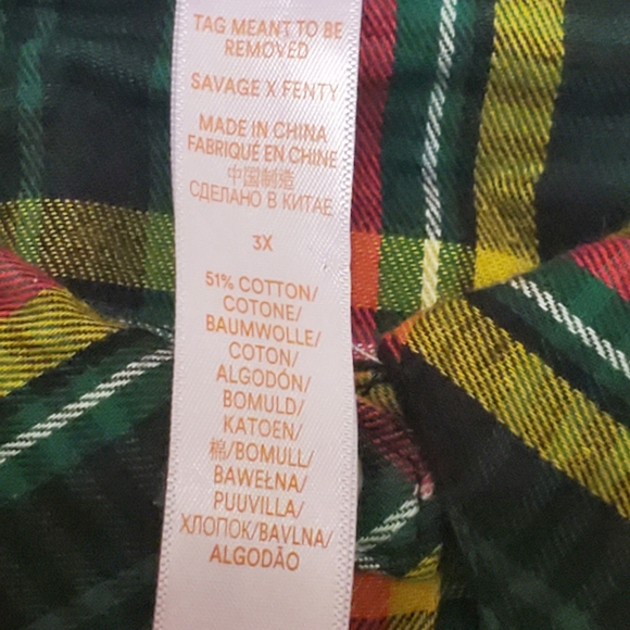 Savage x Fenty Tartan Button Up Sleep Shirt - Picture 8 of 11